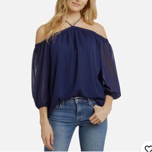 1. State Midnight Blue Off-Shoulder Blouse